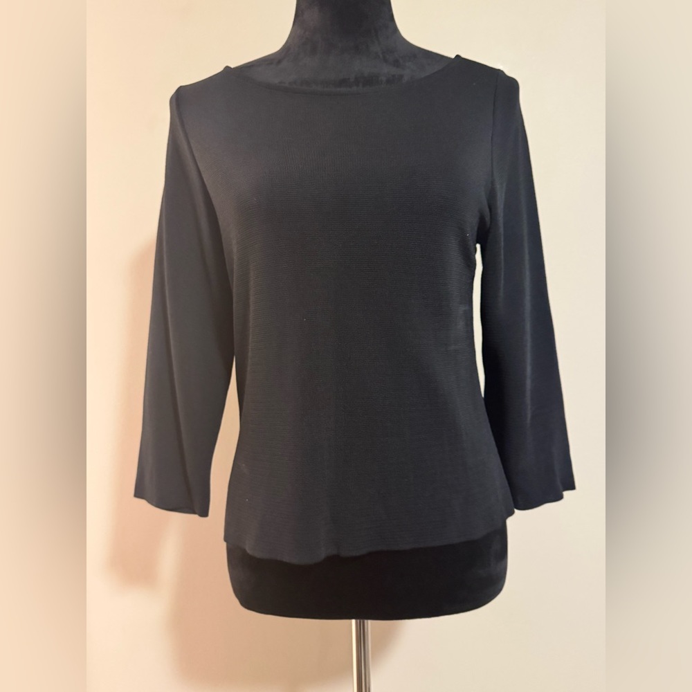 Preloved Brenda French for French Rags Black 3/4 Sleeve Blouse size small